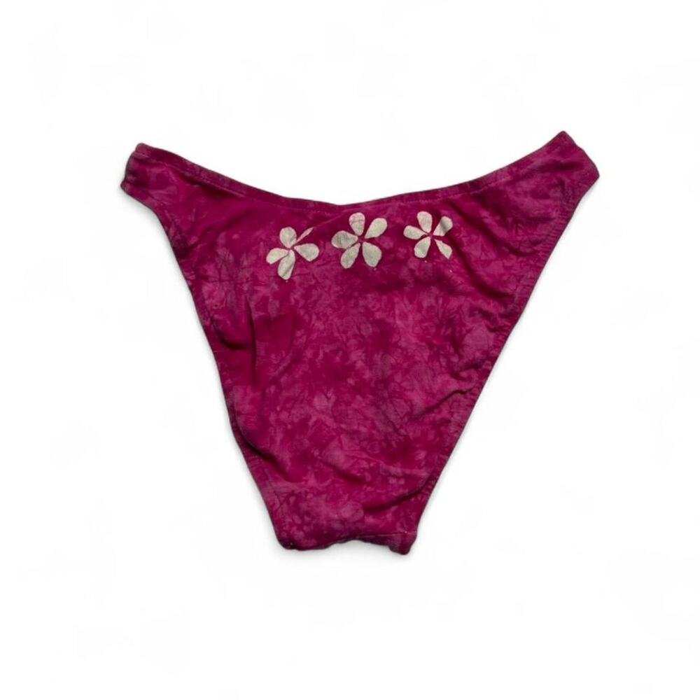 Pink Flowers Early 2000s Y2K Bikini Bottoms size Meidum brand is Sunset Beach